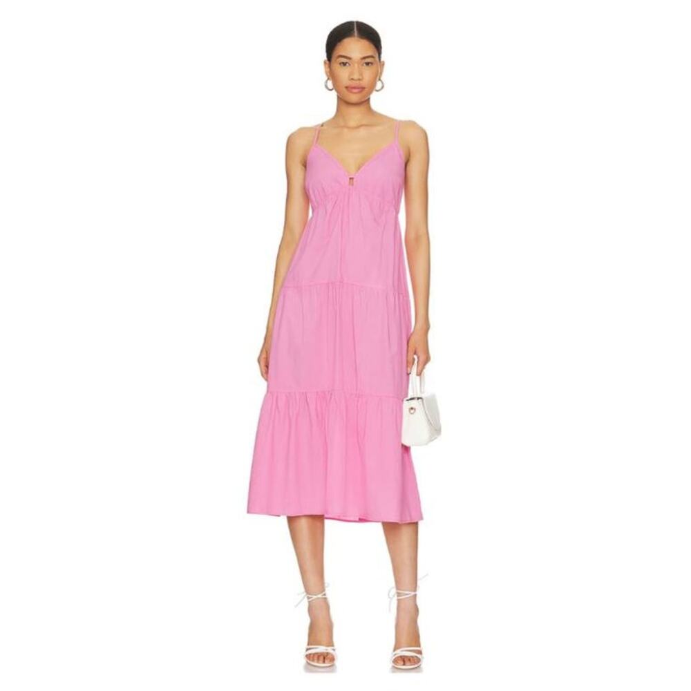 Rails Avril Sleeveless Midi Dress Hot Pink M NWT Resort Wear Festival Coastal